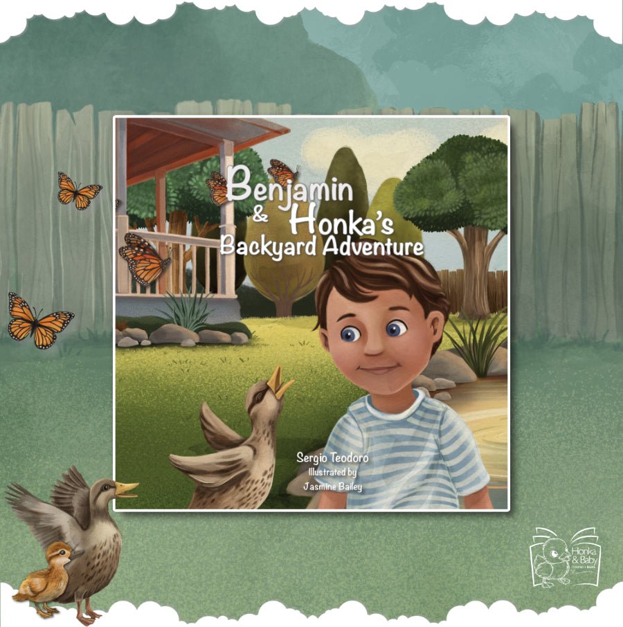 Benjamin & Honka’s Backyard Adventure children’s book hard cover
